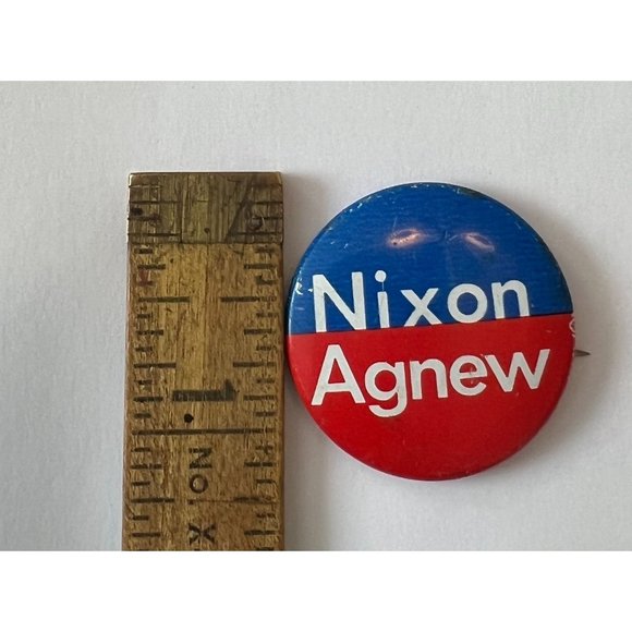 Vintage 1972 Nixon/Agnew Red, White, and Blue Presidential Campaign Pin/Button - Picture 3 of 3